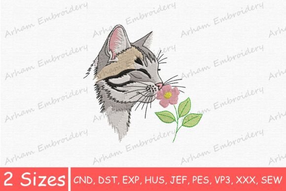 Adorable Cat Smelling Cat: A Sweet Embroidery Pick for Boutique Apparel
