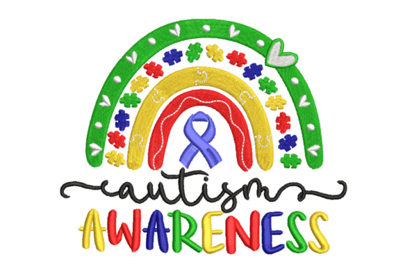 Autism Awareness Rainbow Embroidery Design