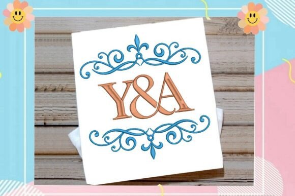Blue Scroll Split Monogram Y: Elegance in Every Stitch