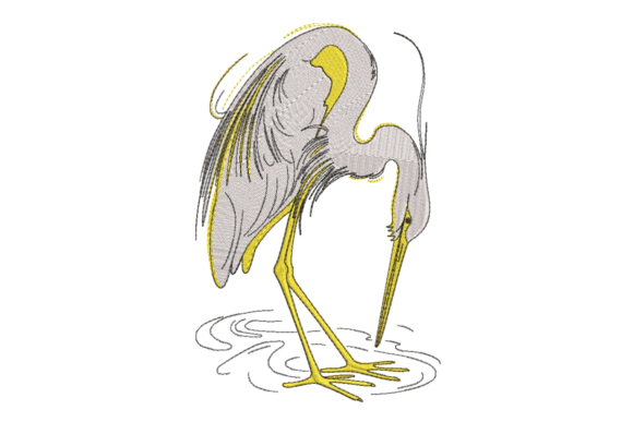 Elegant Heron Outline: A Seasonal Embroidery Staple