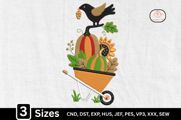 Floral Autumn Harvest Wheelbarrow Embroidery Design Review
