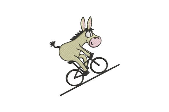 Funny Biking Donkey: A Playful Embroidery Design for Small Business Merch