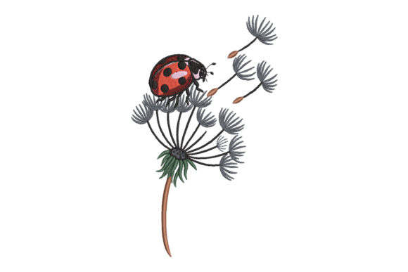 Ladybug on Dandelion: A Charming Embroidery Pick for Personalized Gifts