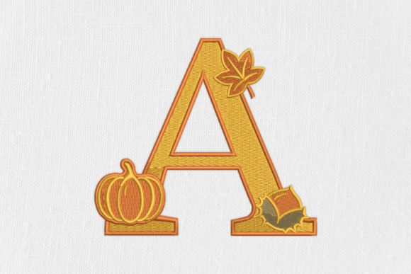 Letter a Autumn Monogram: A Seasonal Embroidery Design for Small Business Branding