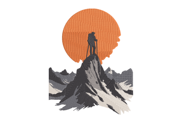 Mountain Climber Sunset: A Versatile Embroidery Design for Etsy Sellers