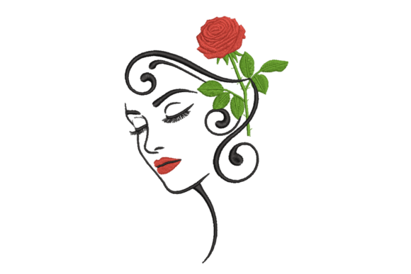 Rose Lady Silhouette: A Timeless Touch for Personalized Embroidery
