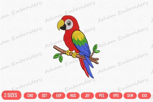 Tropical Parrot Perch: A Seasonal Embroidery Standout